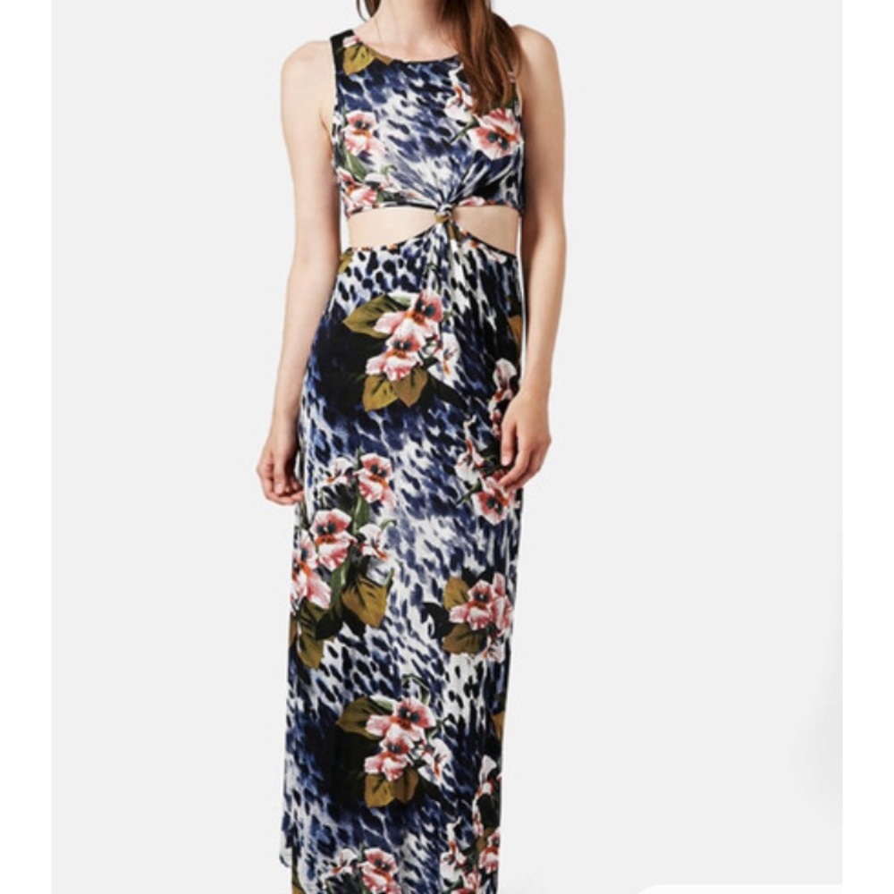 Topshop Camo Animal Print Knotted Waist Maxi